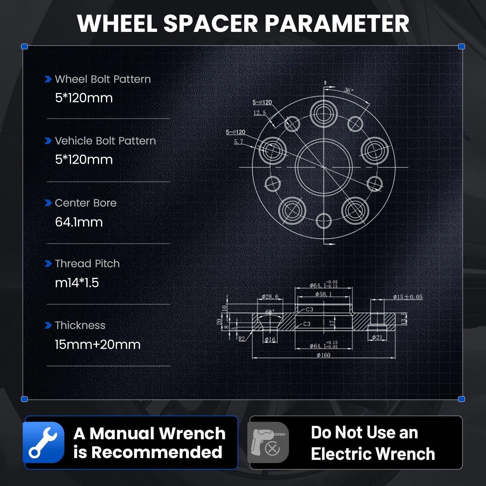 4X 15mm & 20mm HubCentric Wheel Spacers 14x1.5 for Acura MDX (2007–2024)