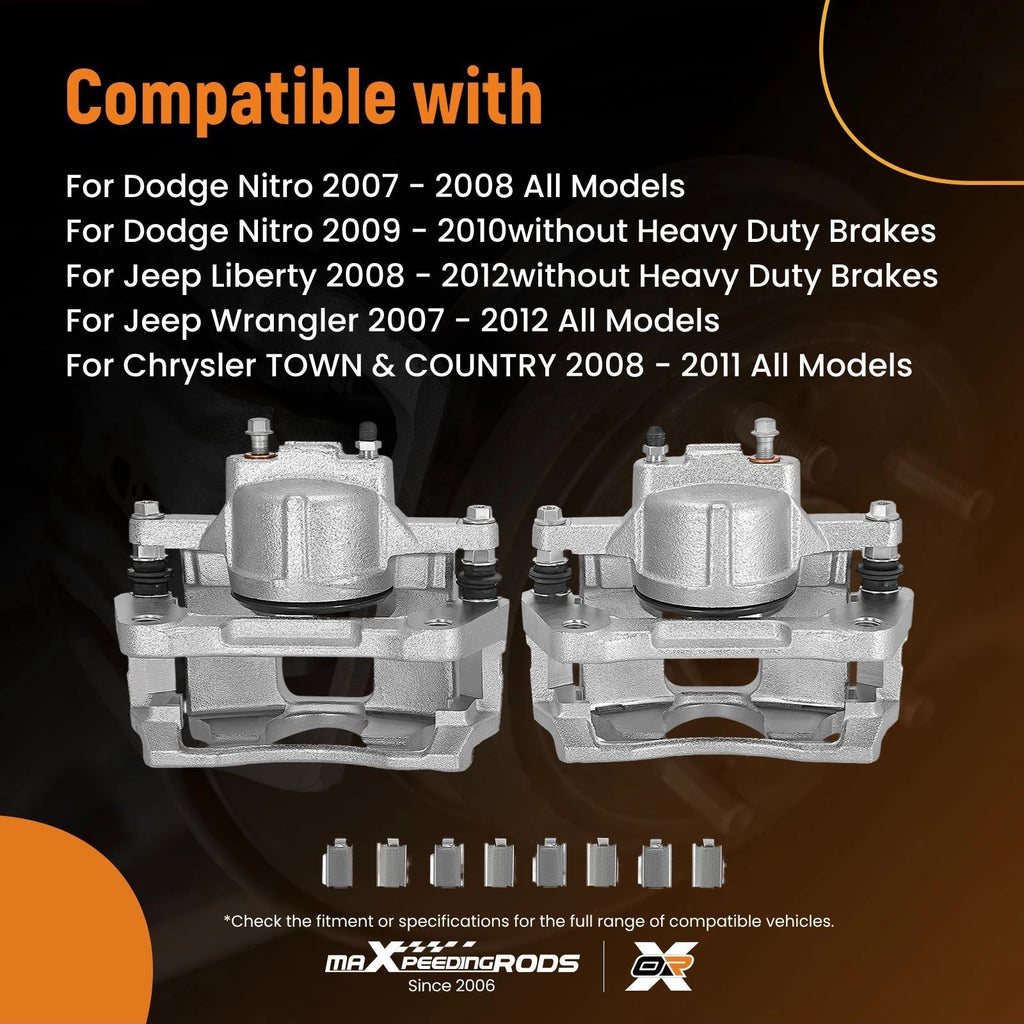 Front Disc Brake Caliper Set for VW Routan (2009–2014) Jeep Liberty (2008–2012)
