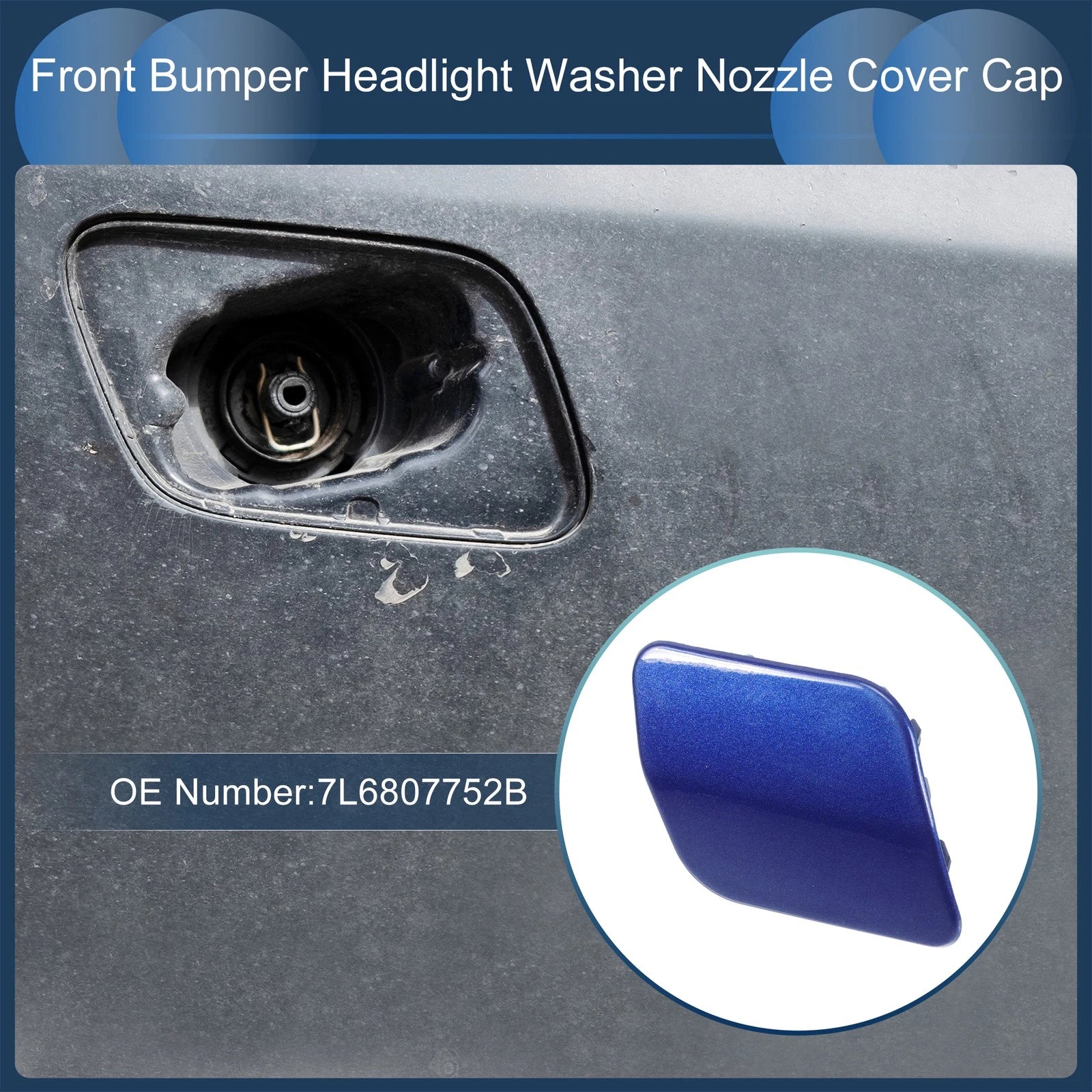 Front Right Washer Nozzle Cover Cap for Volkswagen Touareg (2007–2010) 1 Pcs Blue