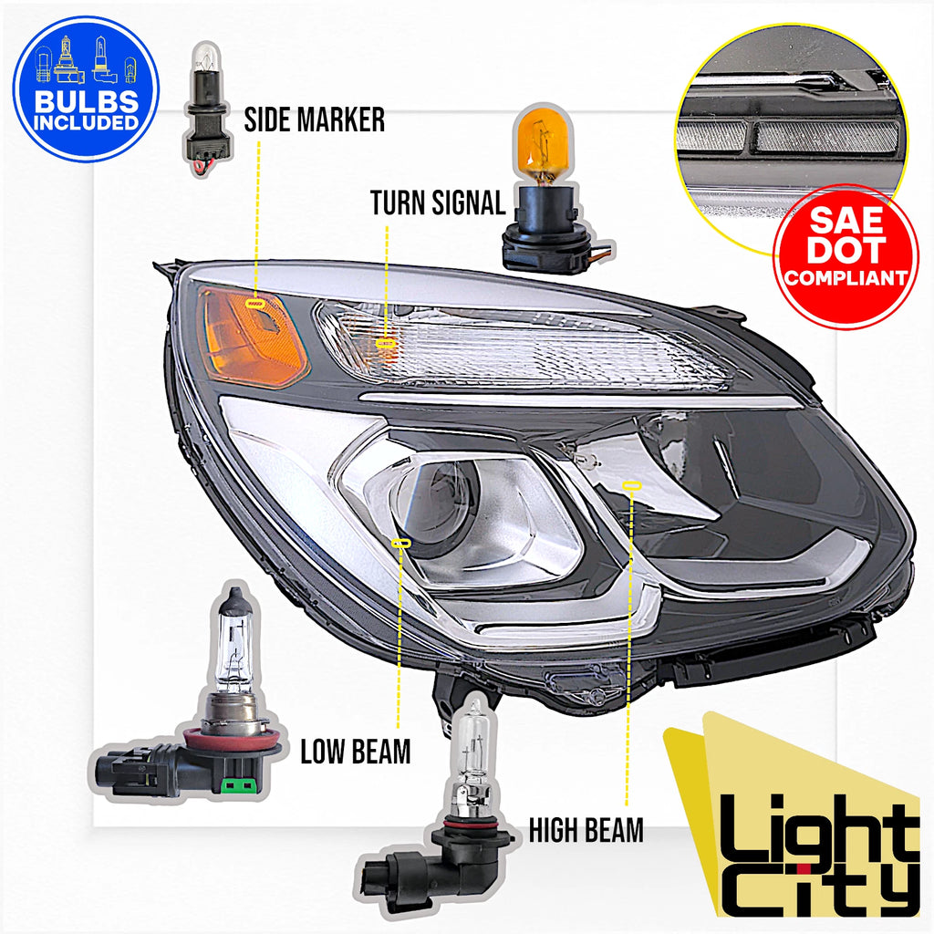 Passenger Headlight Assembly RH for Chevy Equinox (2016–2017)