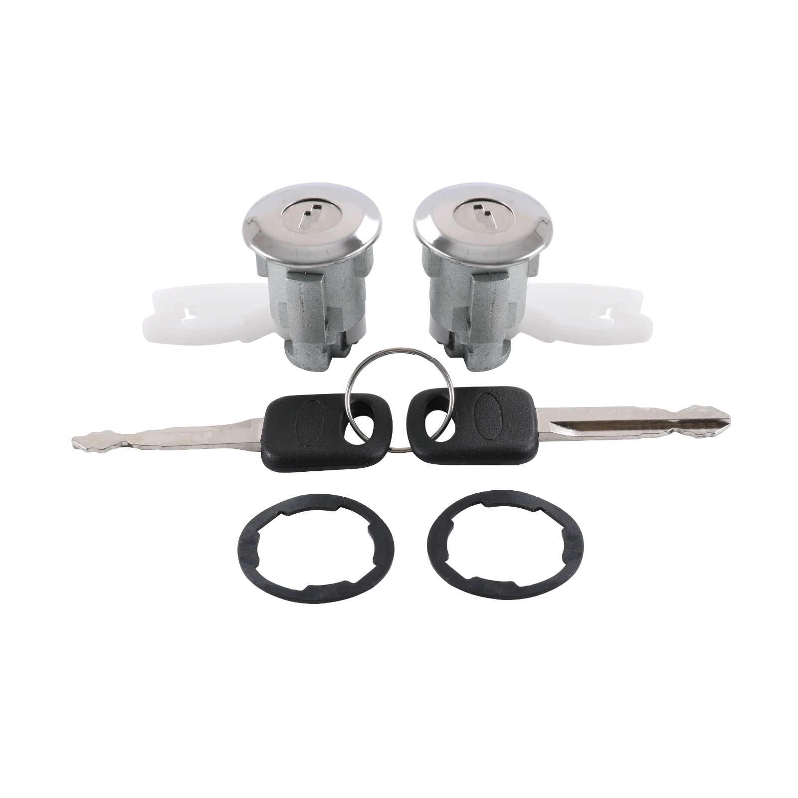 Set of 2 Ignition Key Switch Lock Cylinder & Chrome Tumbler for Ford