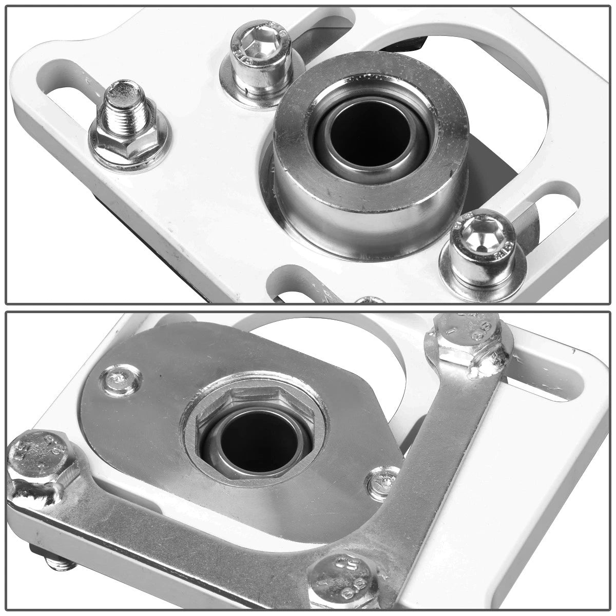 Adjustable Camber Caster Plates for Ford Mustang (1994–2004) - 2.5" White