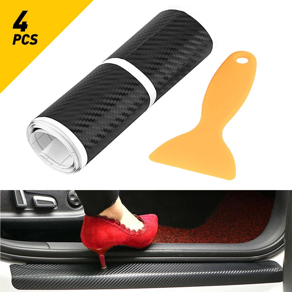 Set of 4 Rubber Door Sill Scuff Panel Covers for Car Accessories