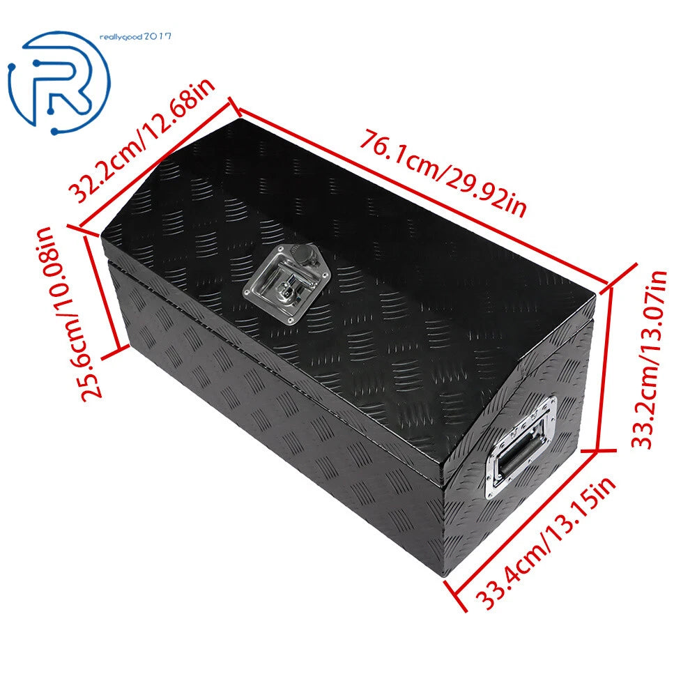30" x 13" x 13" Black Aluminum Tool Box for Trailer Pickup Truck