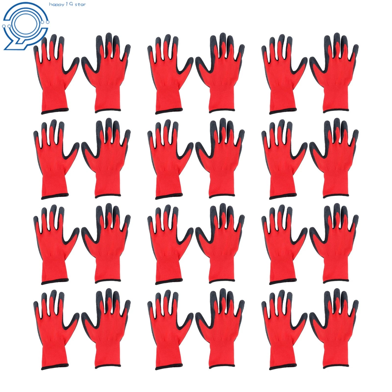 Set of 12 Cut Resistant Rubber Grip Work Gloves Size L