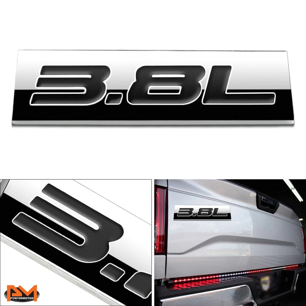 3.8L Polished Metal 3D Decal Emblem Sticker for Chevrolet Buick Oldsmobile