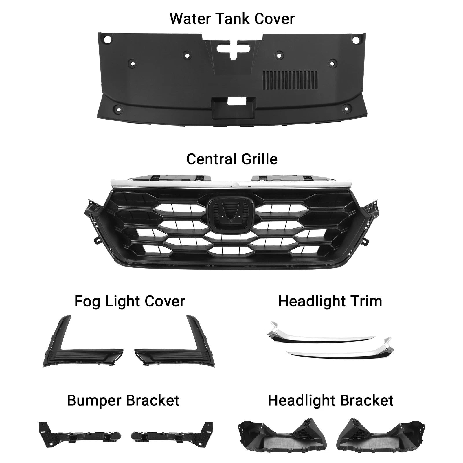Front Upper Grille & Radiator & Fog Light Cover Kit for Honda CR-V (2023–2026)