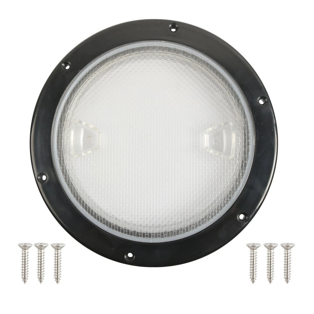 8 Inch Round Deck Hatch Cover for Boat Yacht (Black ABS, 6 Hole)
