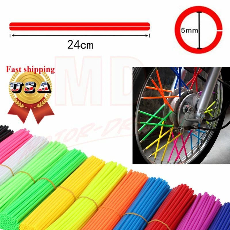72PCS Spoke Skins Covers for Motorcycle Wheel Rim Guard Protector