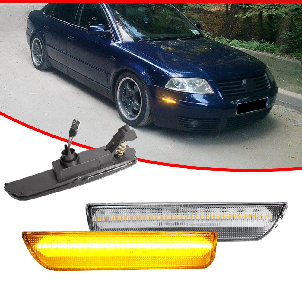 Clear Lens Amber LED Side Marker Lights for VW Passat B5.5 (2001–2005)