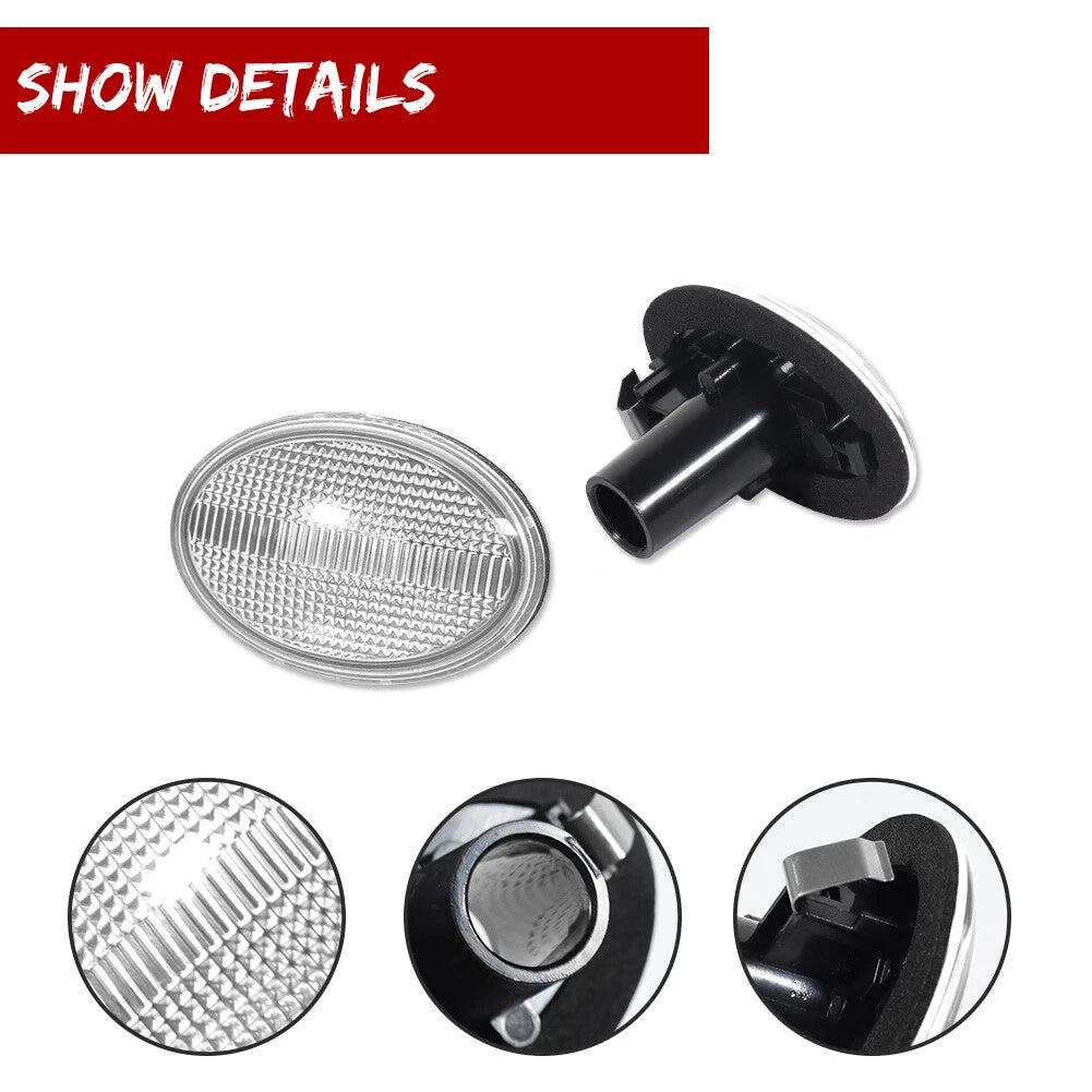2X Clear Lens Side Marker Light for MINI Cooper (R55, R56, R57, R58, R59)