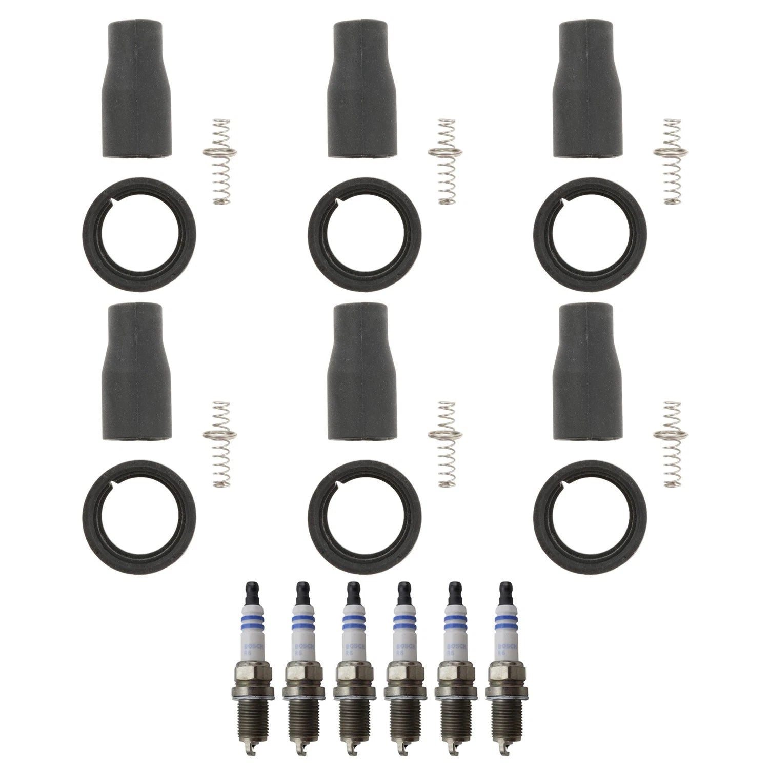 Set of 6 Platinum Spark Plugs & NGK Coil Boots for Sonata Sedona V6 (NA)