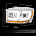LED Chasing Projector Headlight for Ram Truck (2006–2009) + Tool Box Chrome Amber