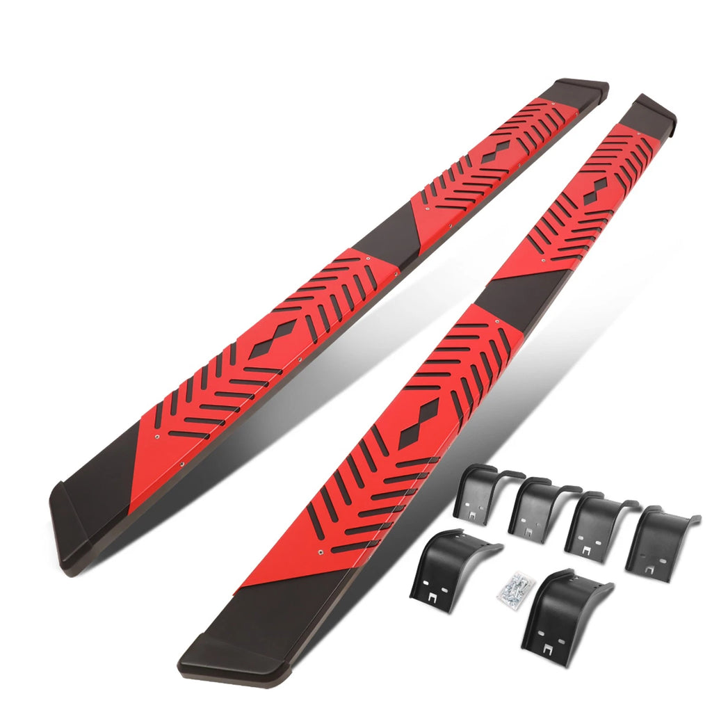 Set of 2 Side Step Bars for Dodge Ram 1500 Crew Cab (2009–2022) Black/Red