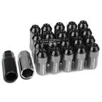 Set of 20 M12X1.25 53mm Tall Gun Metal Aluminum Lug Nuts with Caps
