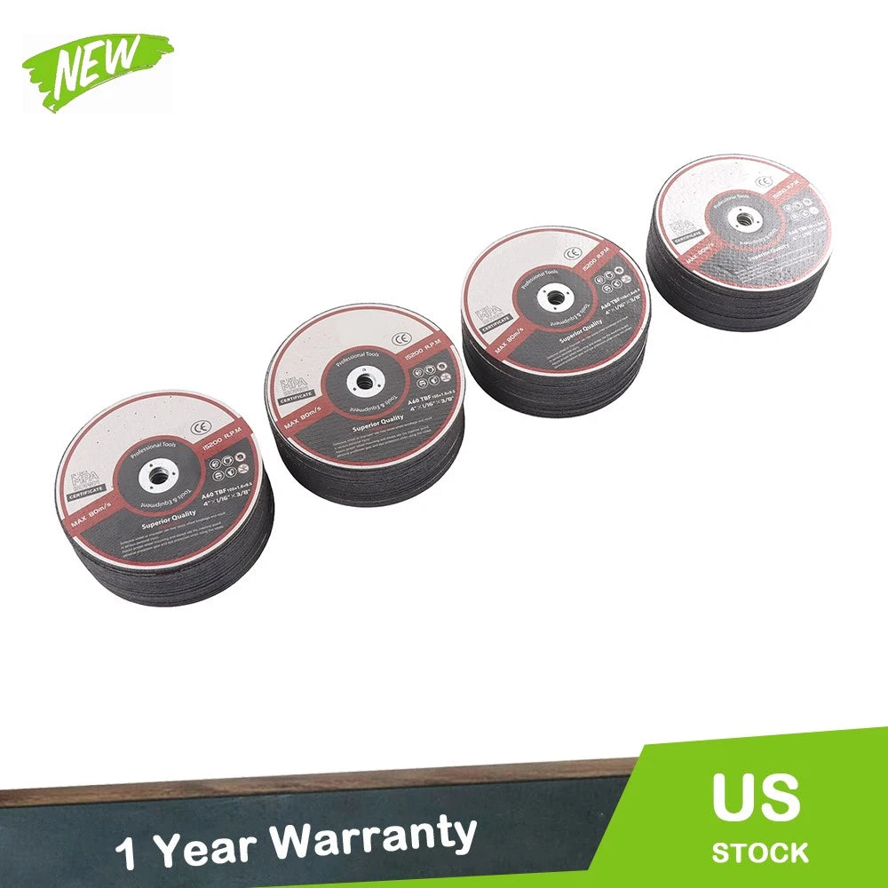 100 Pack Metal and Stainless Steel Cut Off Wheels for Die Grinders (4"x1/16"x3/8")
