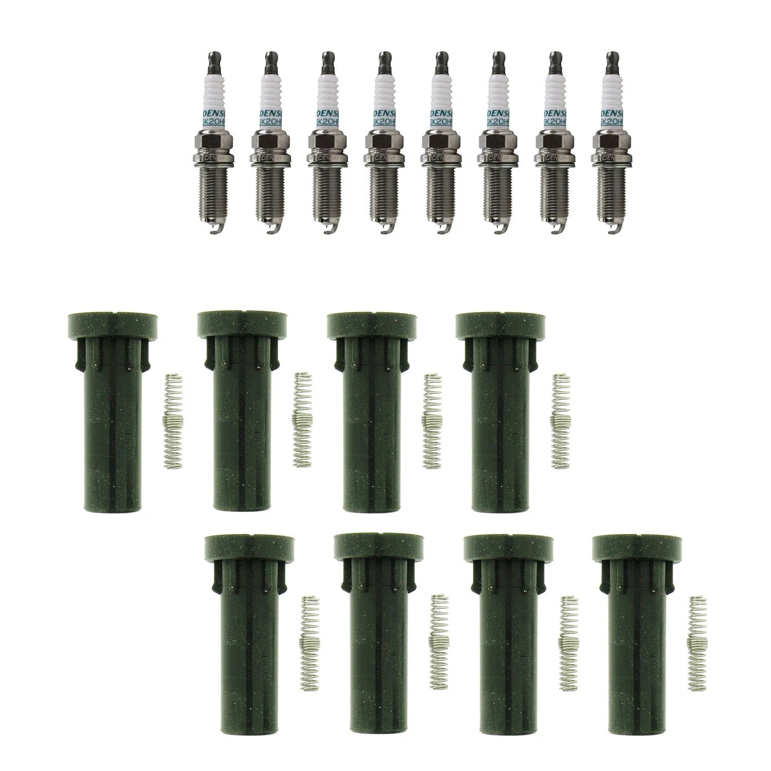 Set of 8 Iridium Spark Plugs & NGK Ignition Coil Boots for Dodge Ram 1500 (2002–2010)