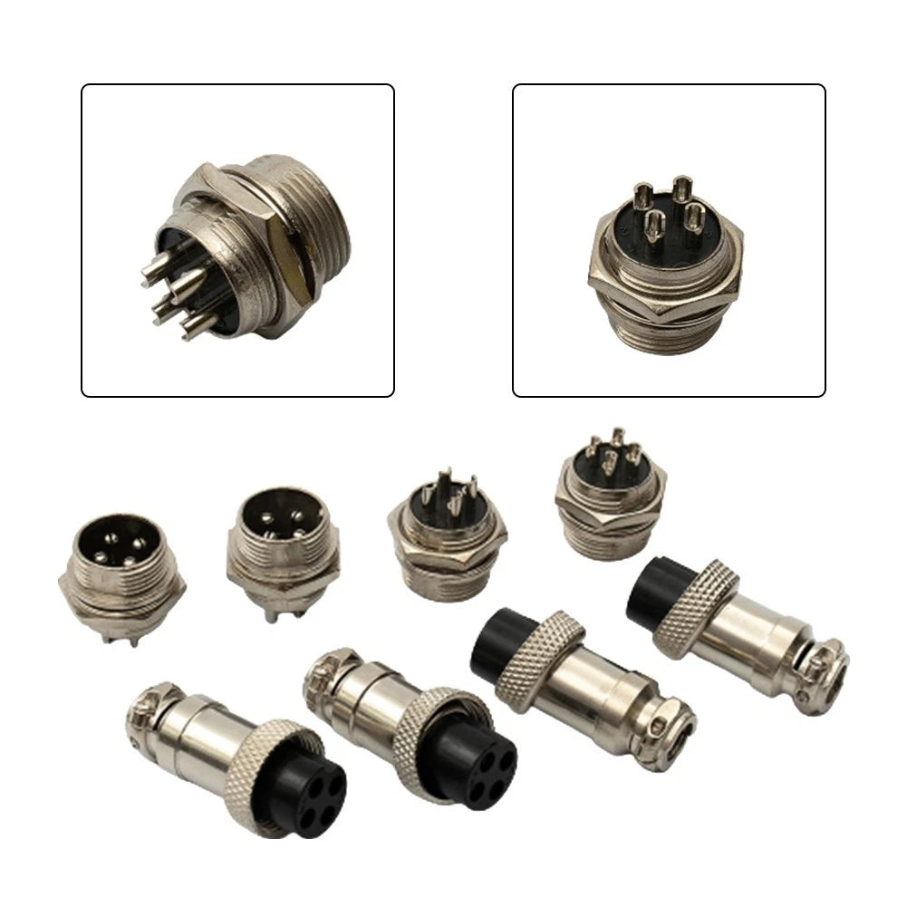 Set of 5 Male Female Panel Wire Connectors 16mm GX164 for Automotive