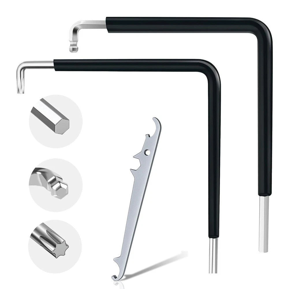 Set of 3 Chrome Window Adjustment Parts with Key and 4mm Socket
