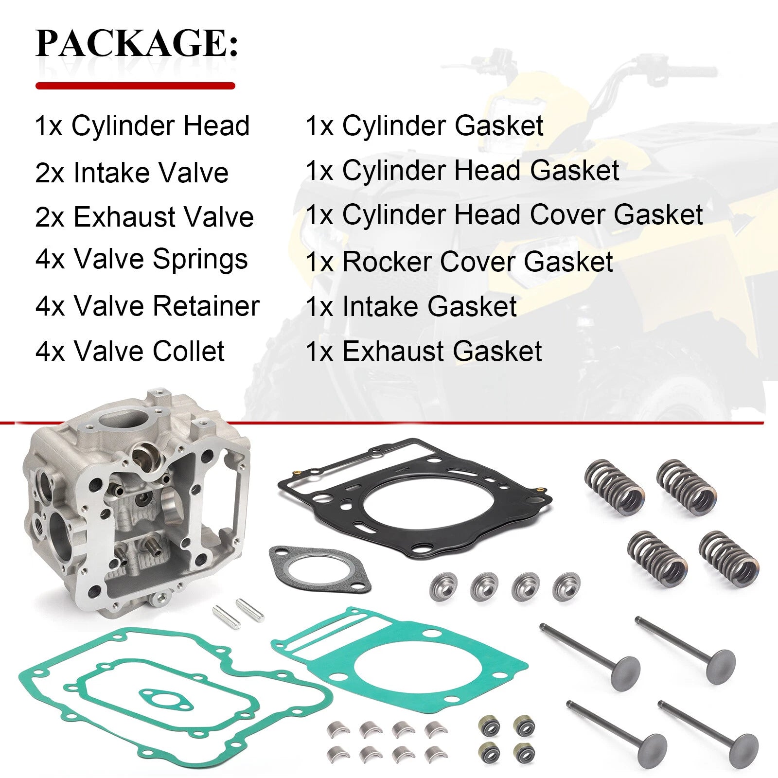 Engine Cylinder Head & Valve Kit for Polaris Sportsman 400 450 500 (2000–2014)