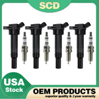 Set of 4 Ignition Coils & 4 Spark Plugs for Hyundai Tucson Elantra Kia Soul (2005–2023) UF651