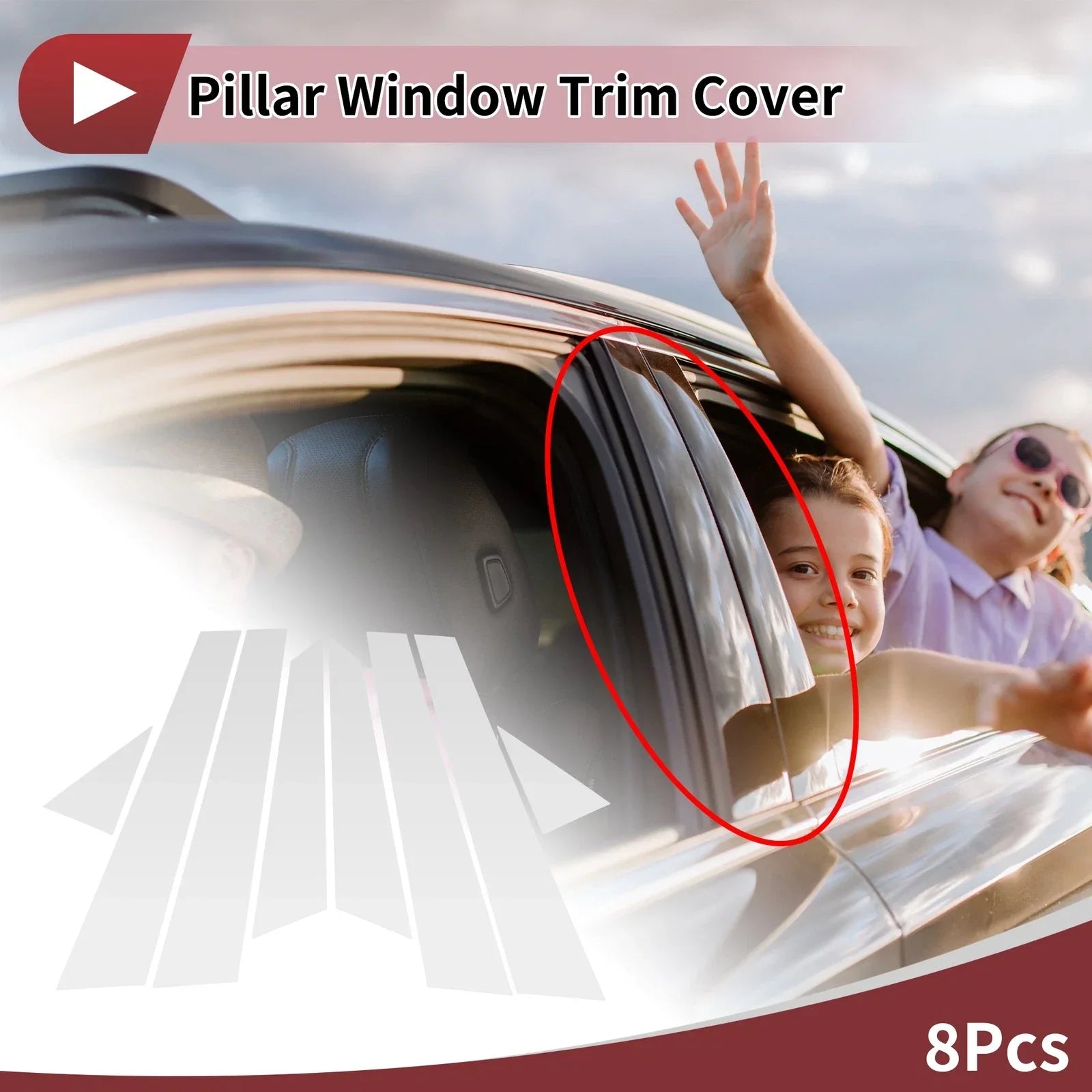 Door Pillar Window Trim for Hyundai Grandeur/Azera 2006-2010 Silver Tone