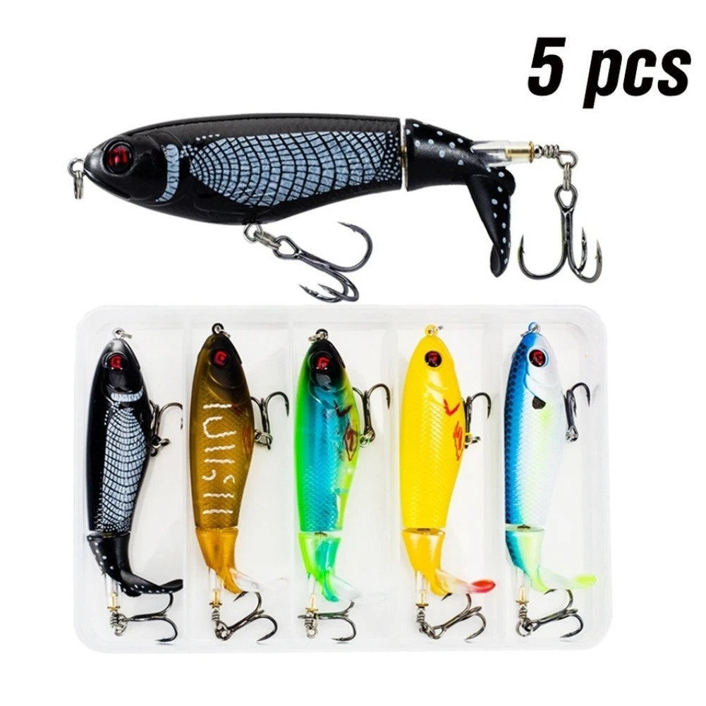 10cm 17g Popper Lure for Bass Pike Perch (Lifelike 3D Eyes, Fish Skin)