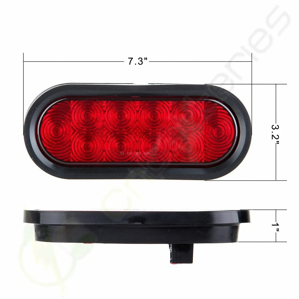 2X 6" 10LED Oval Reverse Back Up Turn Signal Tail Light for Trailer Truck