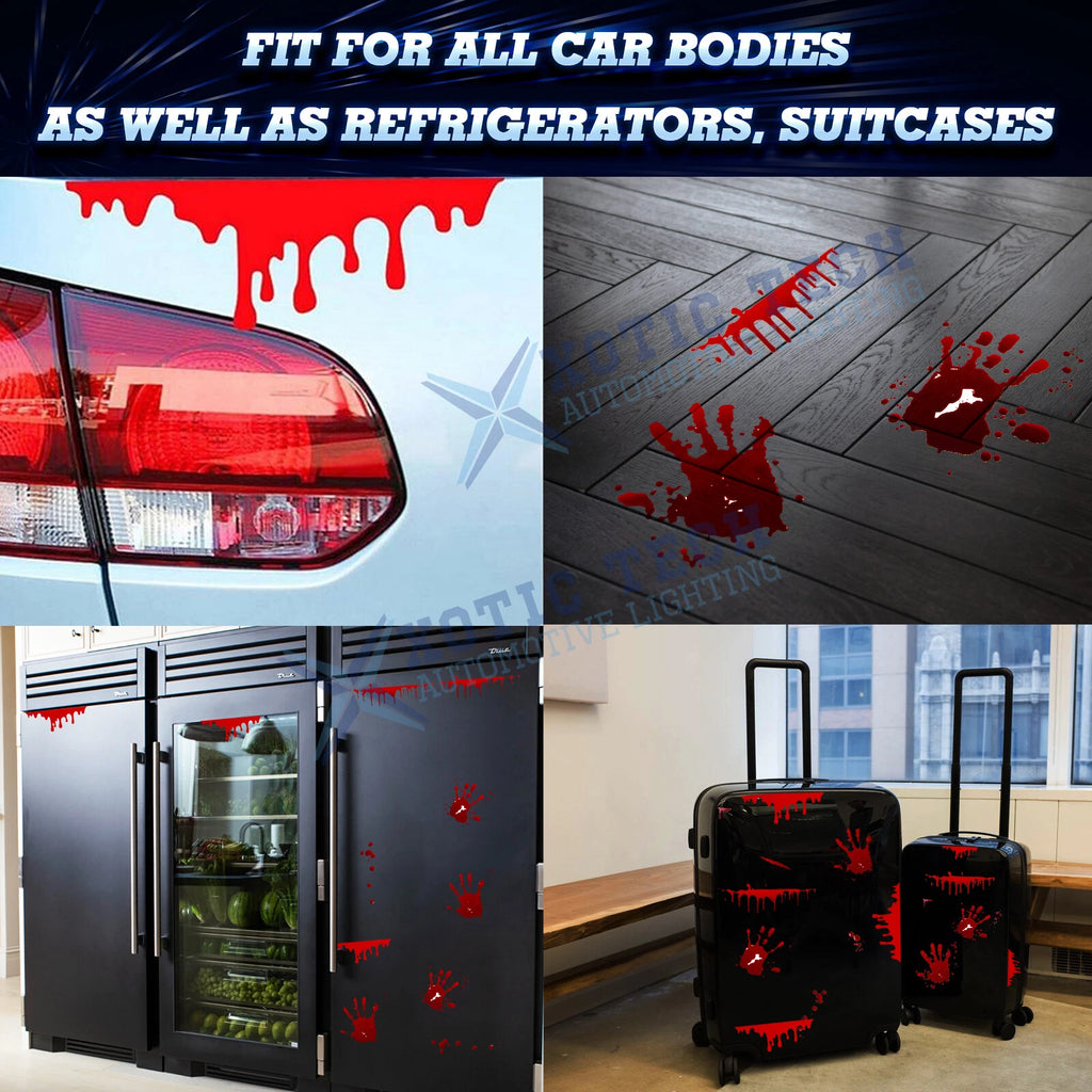 4 Pack Red Bleeding Handprint Splash Blood Stickers for Halloween (N/A-N/A)