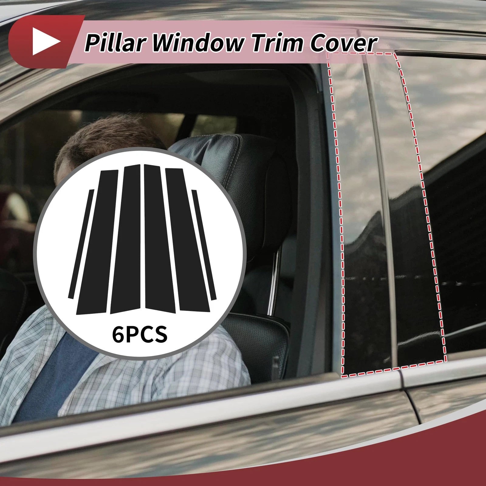 6 Pcs Door Pillar Window Trim for Lexus GS (2006–2011) Black