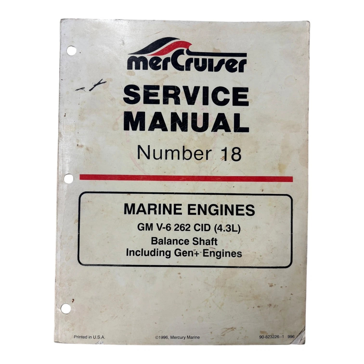 Service Manual #18 for MerCruiser GM V-6 262 CID (1996) 90-823226--1