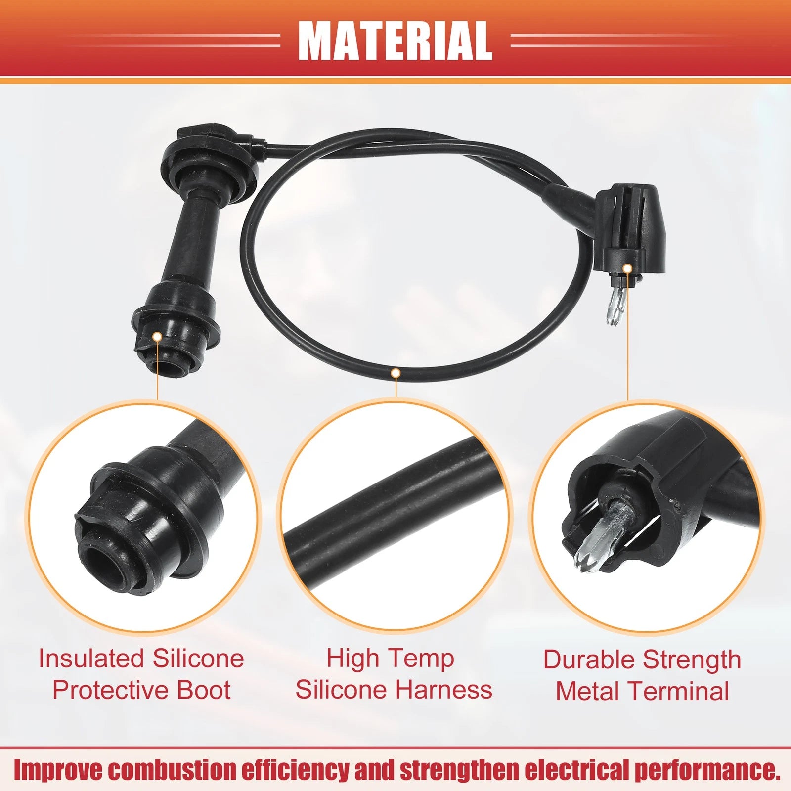 7pcs Spark Plug Wire Ignition Coil Cable No. 9091921563 for Toyota Supra (1993–1996)