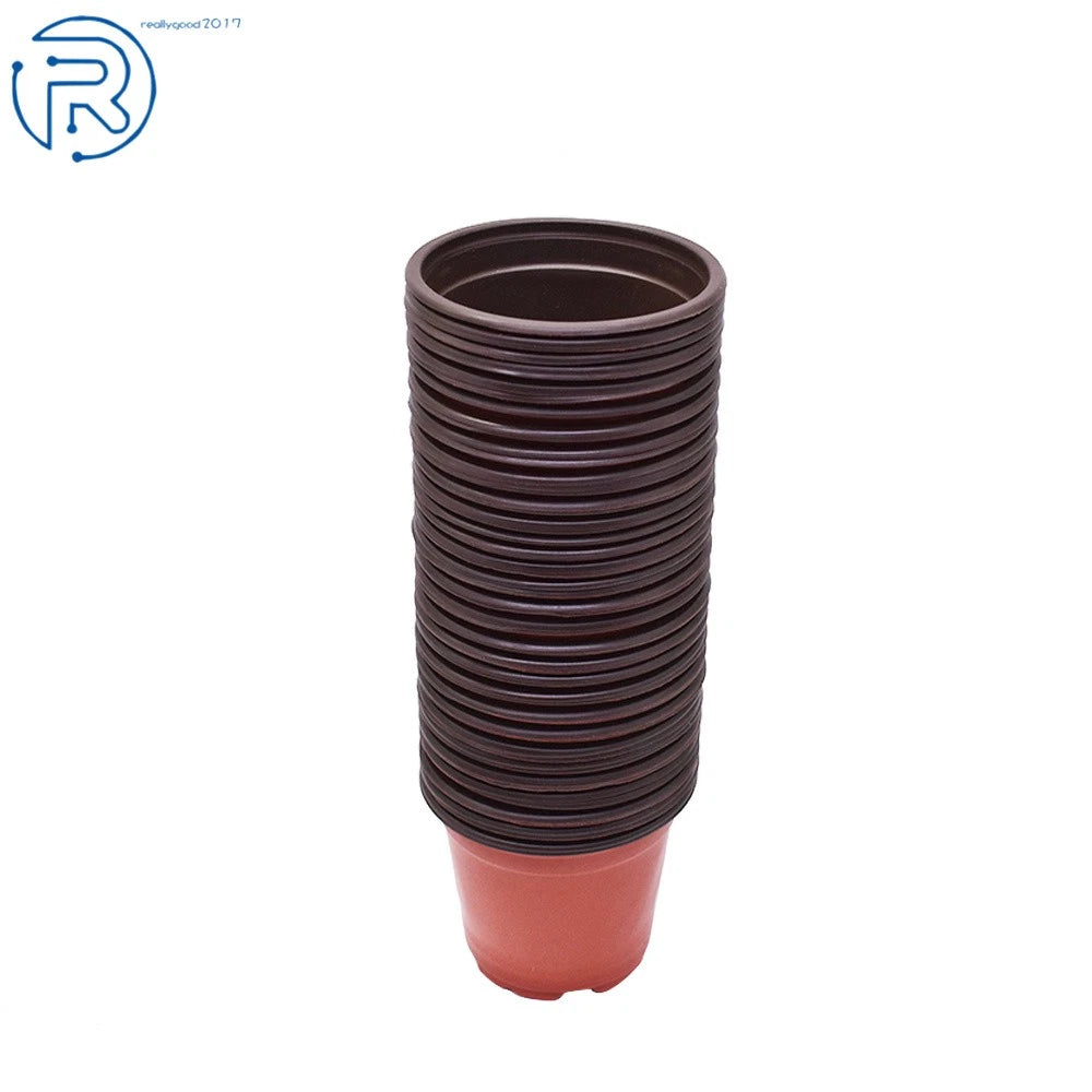 Set of 100 Plastic Seedling Starting Pots for Plants and Flowers