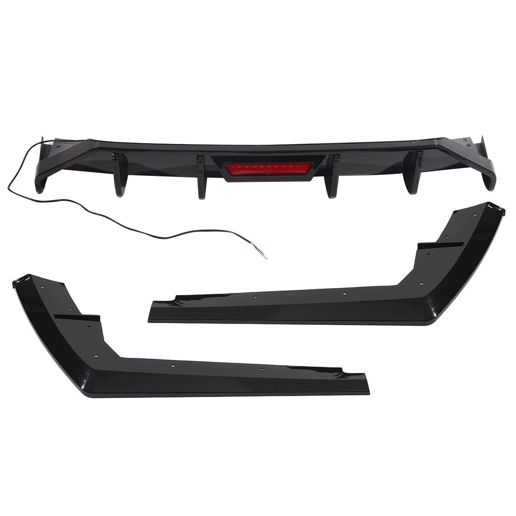 Gloss Black LED Rear Diffuser + Corner Splitters for Hyundai Elantra (2021–2023)