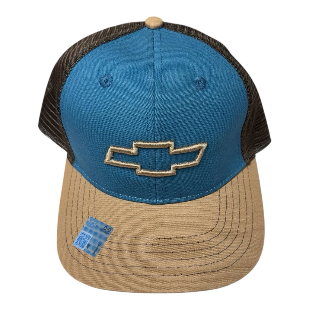 Trucker Mesh Hat Brown Teal for Chevrolet Chevy Bowtie (All Years)