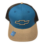 Trucker Mesh Hat Brown Teal for Chevrolet Chevy Bowtie (All Years)