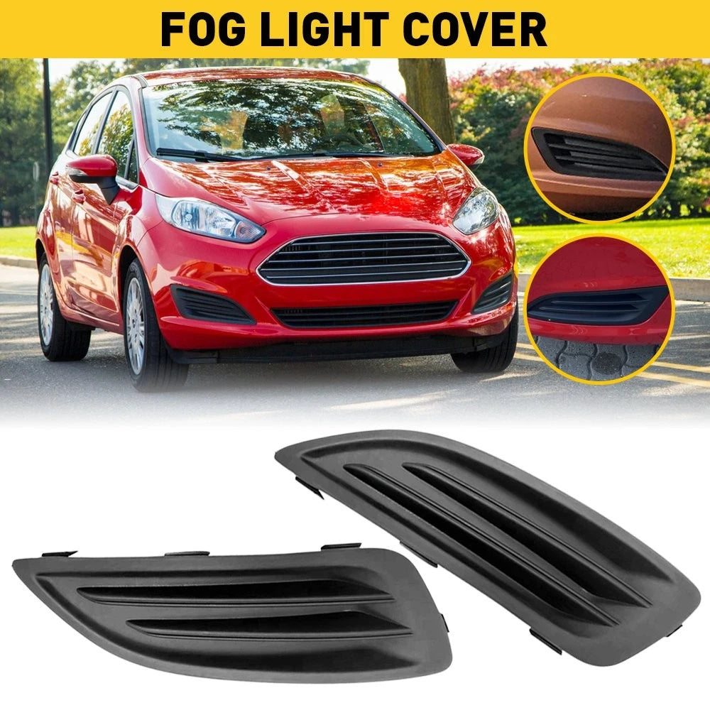 Set of 2 Front LH+RH Fog Light Hole Covers Black for Ford Fiesta (2014–2019)