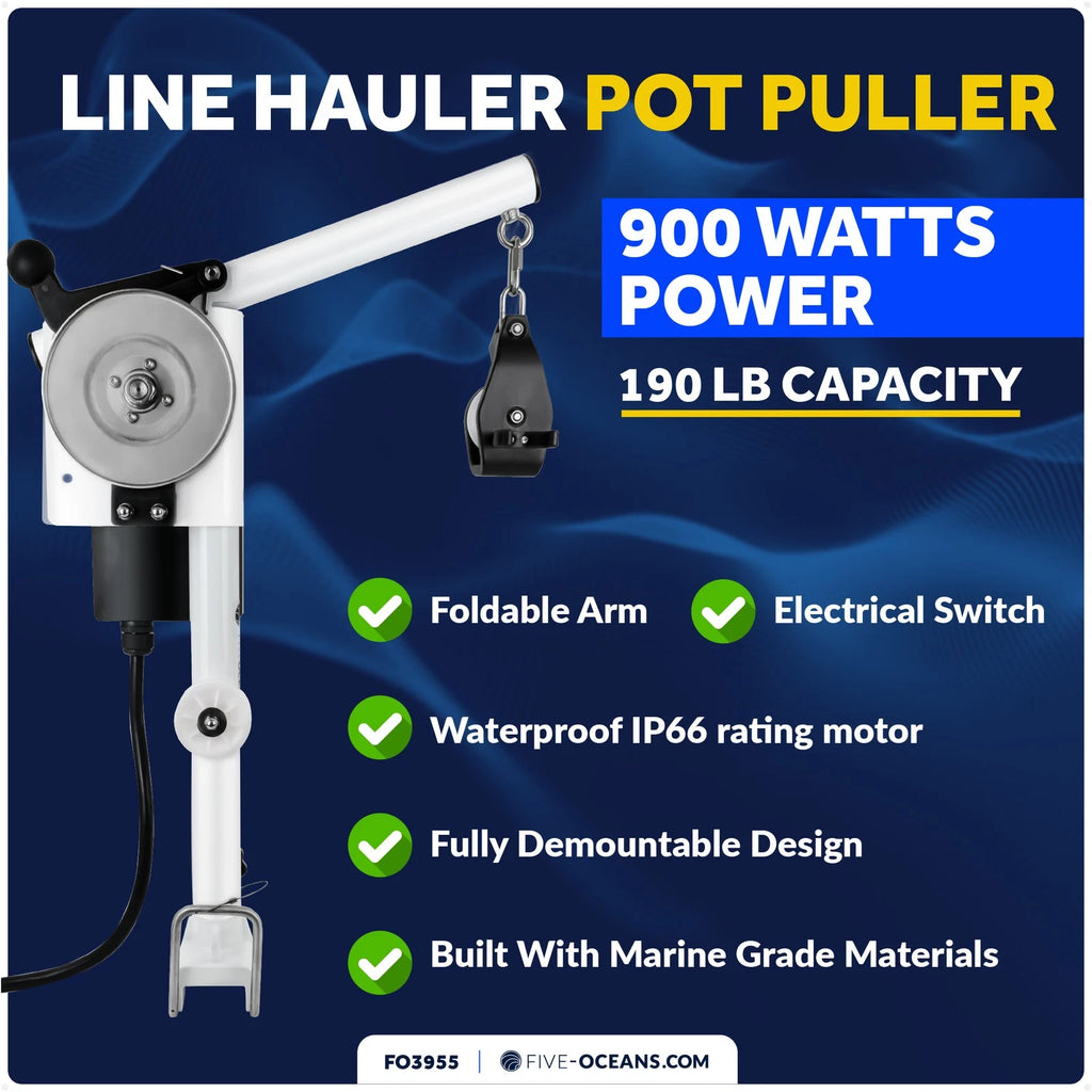 Line Hauler Pot Puller for 12V Systems (900W, 190 lb Capacity)