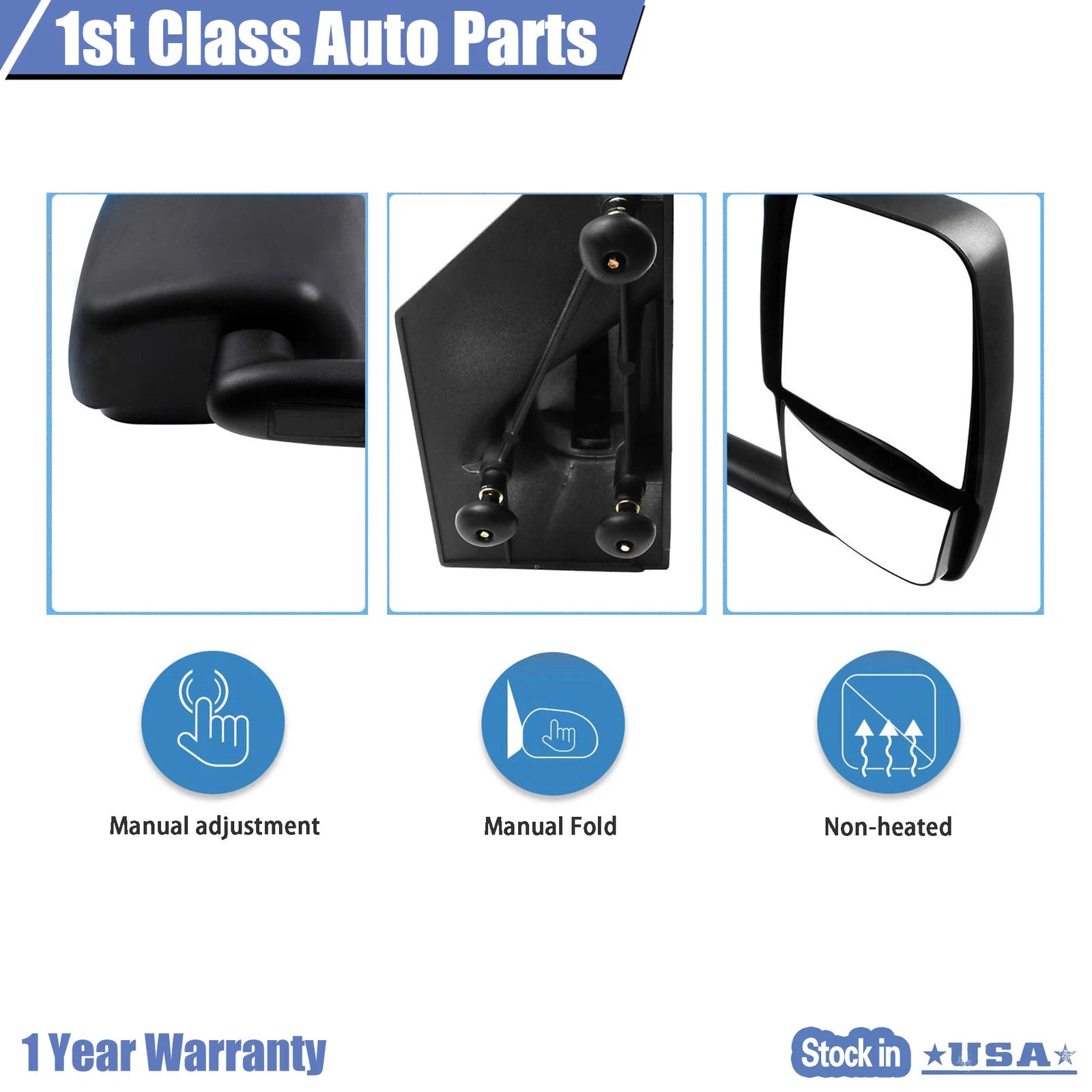 Right Manual Folding Mirror for Chevrolet Express 1500 GMC Savana (2003–2017)