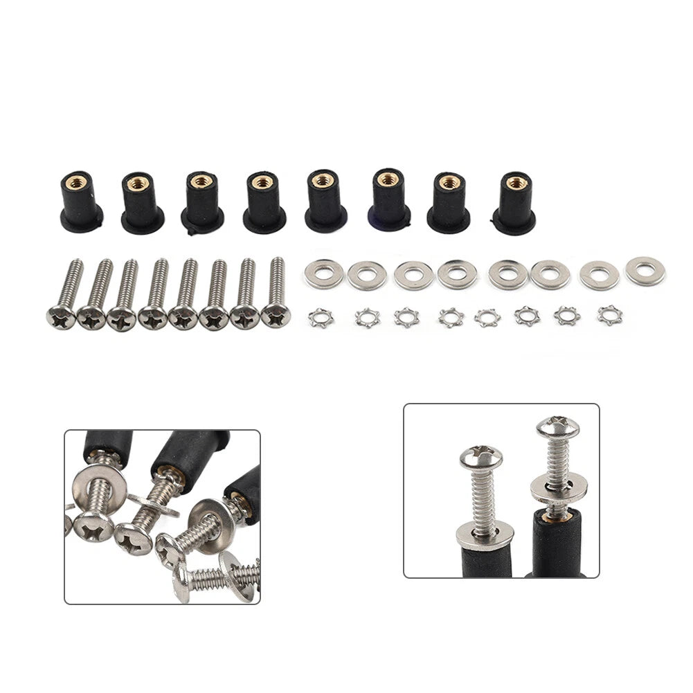 8PCS Headlight Bucket Nacelle Kit for Harley (Stainless Steel & Rubber)