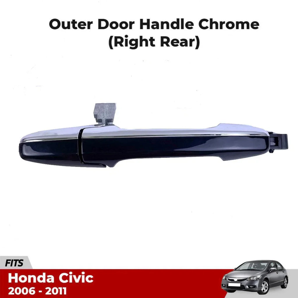 Right Rear Outer Door Handle Chrome/Black Fits Honda Civic FD 4D Sedan 2006-11