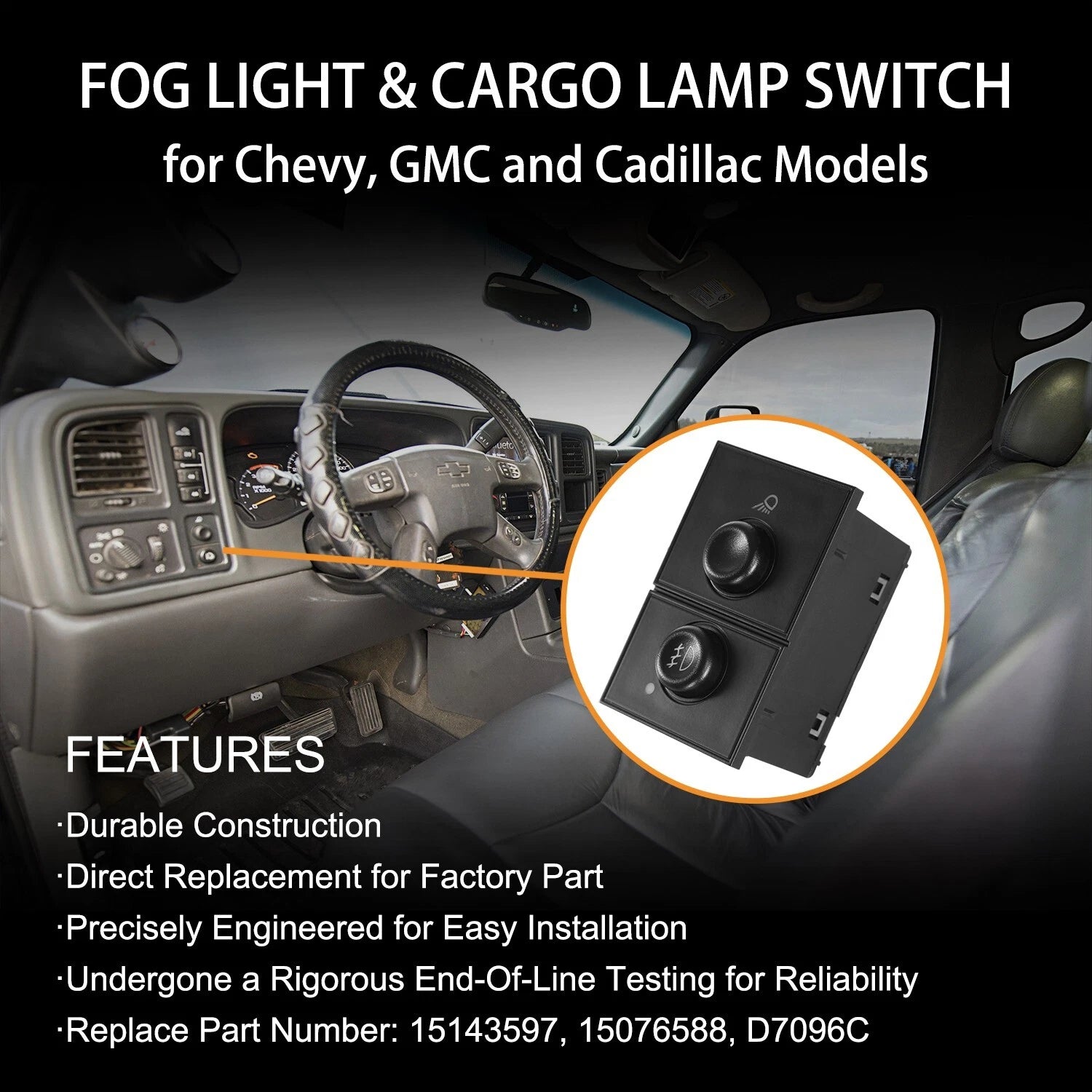 Headlight & Fog Light Switch for Chevy Silverado GMC Sierra (2003–2007)