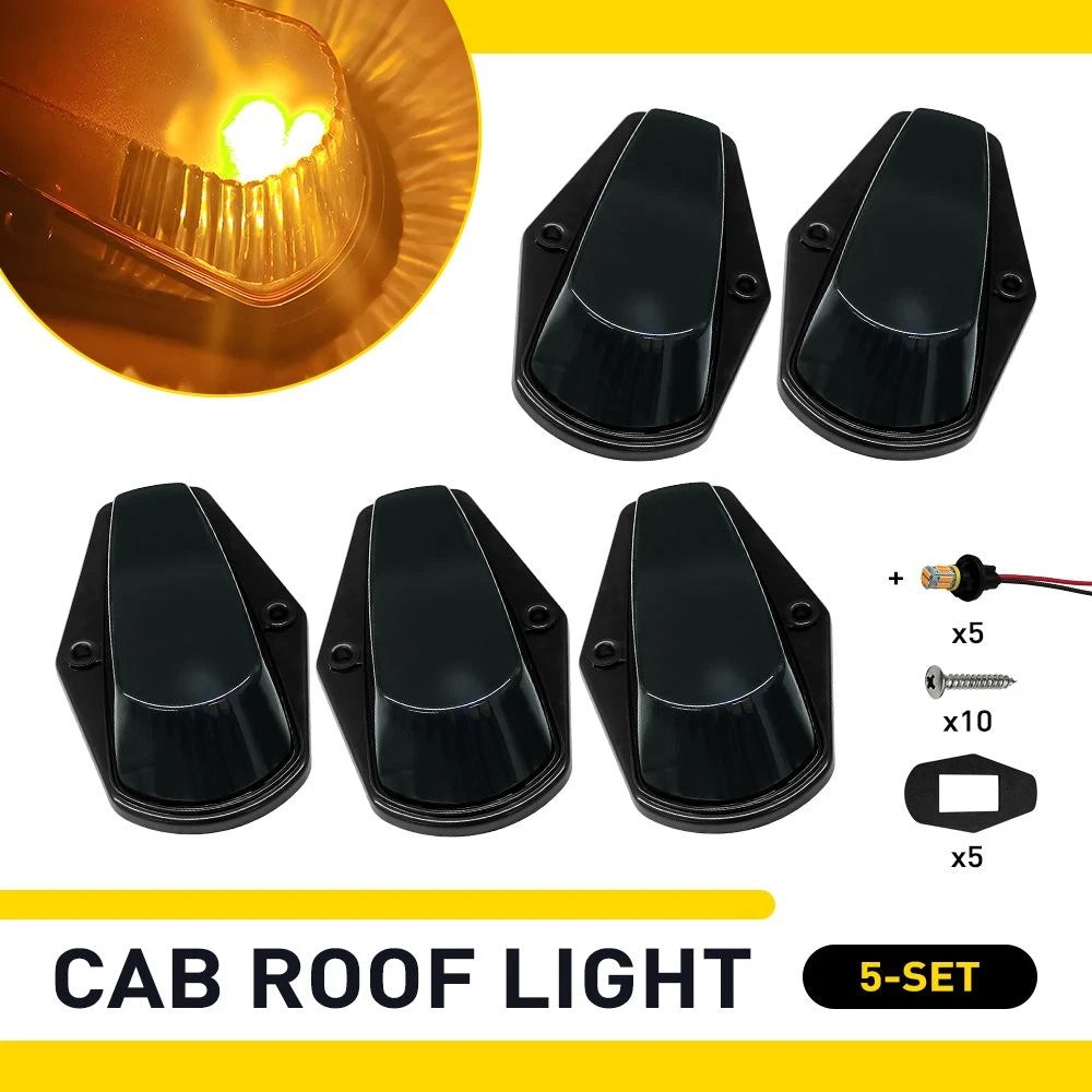 5X Smoked Amber LED Cab Roof Marker Lights for Ford F150 F250 F350 (1980–1997)