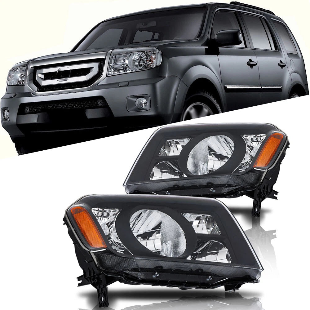 Headlight Assembly for Honda Pilot (2009–2011) Left + Right Halogen