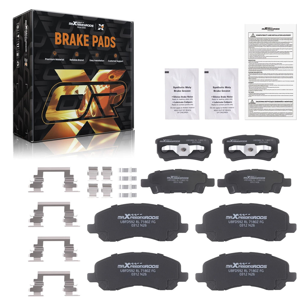 Front & Rear Ceramic Brake Pads Kit for Dodge Caliber (2007–2012) / Chrysler 200 (2011–2014)