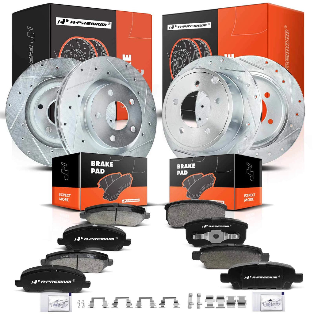 Set of 4 Drilled Brake Rotors & Ceramic Pads for Jeep Compass