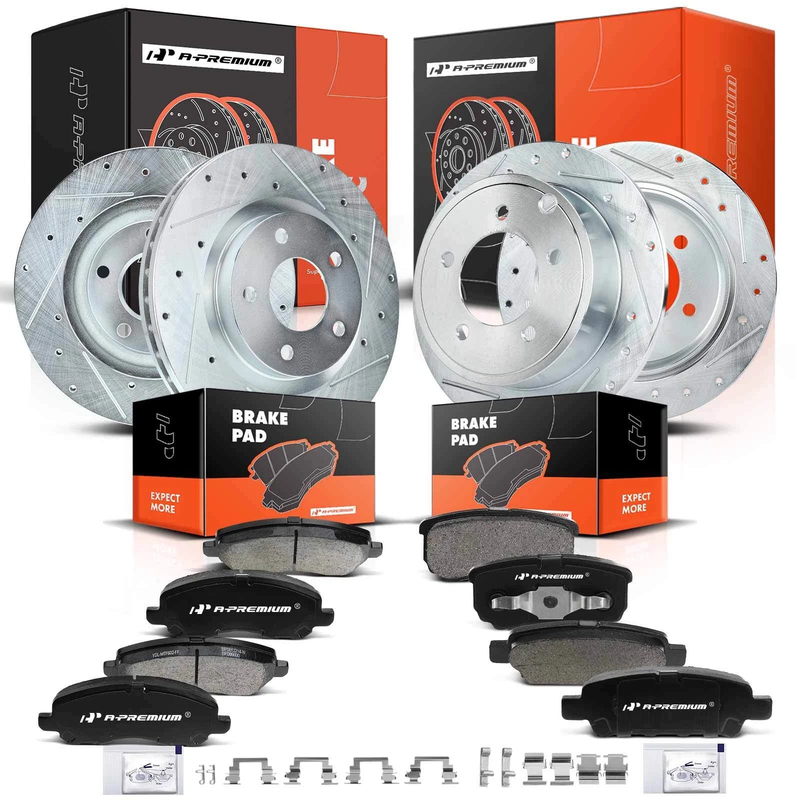 Set of 4 Drilled Brake Rotors & Ceramic Pads for Jeep Compass