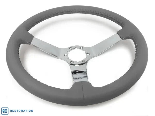 Steering Wheel Replacement 14" Gray Leather 3 Spoke for GM Comfort Grip (2004–2015)
