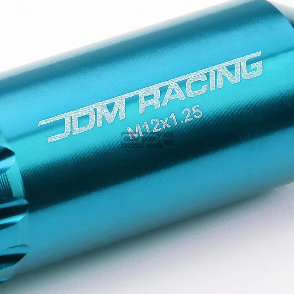 Open-End Aluminum Sky Blue Lug Nuts Set of 4 + Adapter M12x1.25 for Vehicles