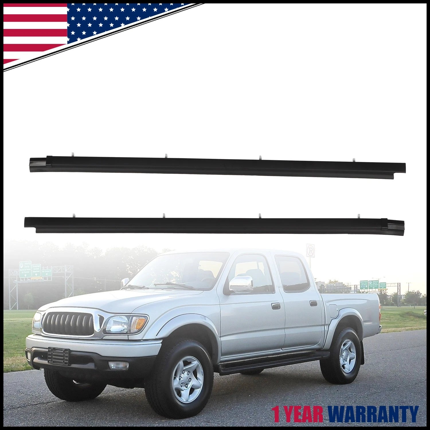 2X Front Weatherstrip Door Window Moulding Trim Seal for Toyota Tacoma (1995–2004)
